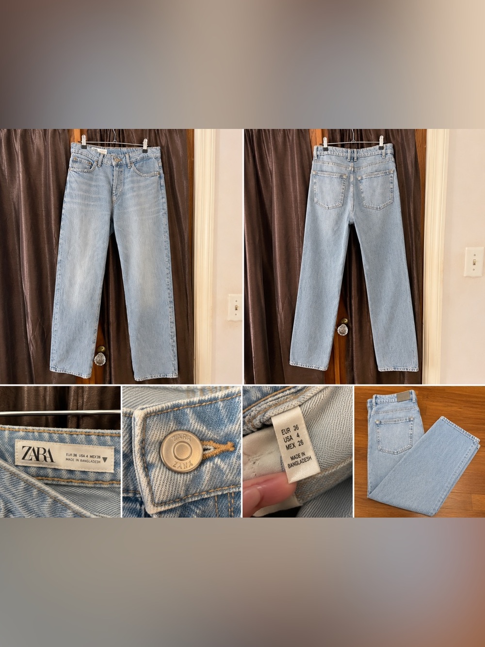 Zara High Rise Straight Leg Jeans Light Wash Size 4 30” Inseam